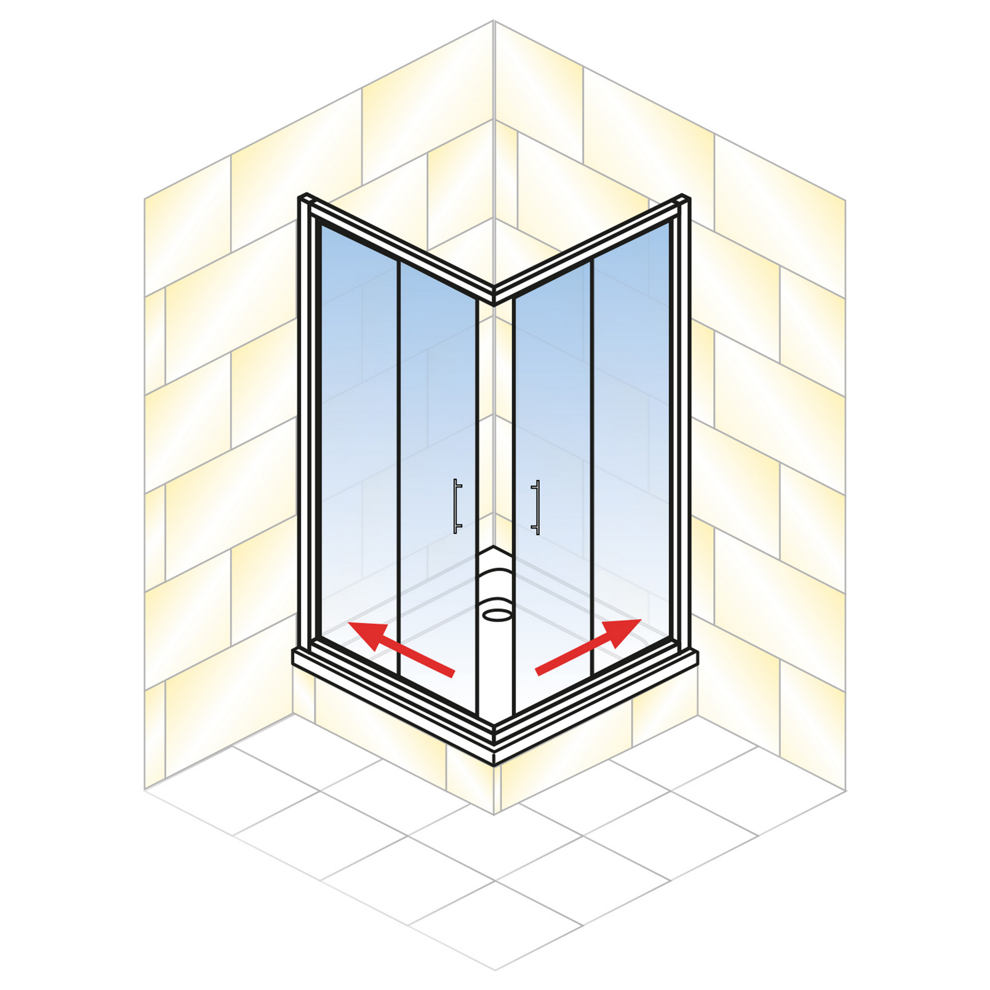 Eckdusche mit Schiebetür 'Sunny' vollgerahmt, gestreift, weiß 80-90 x 80-90 x 180 cm + product picture