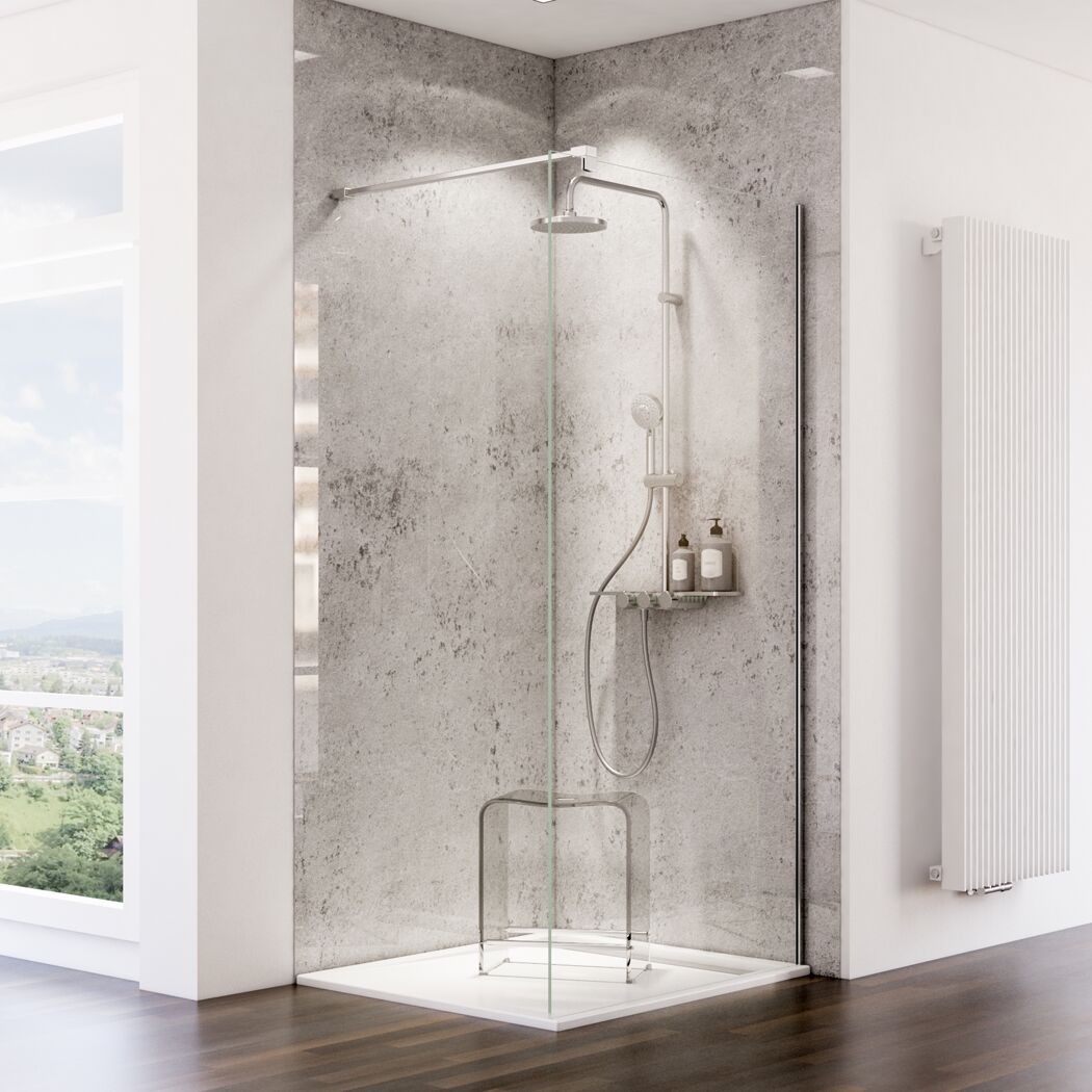 Duschrückwand 'DecoDesign' Steinoptik hellgrau, 100 x 255 cm