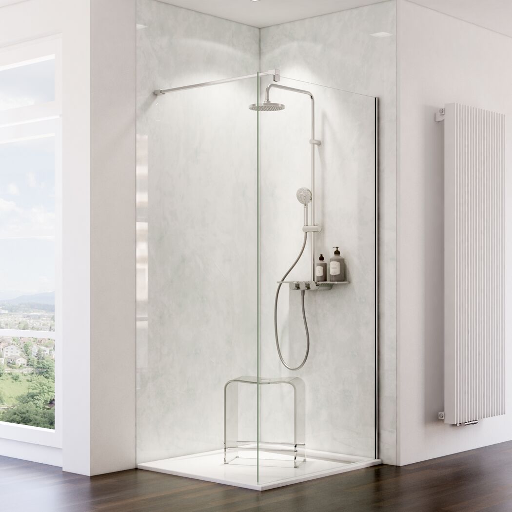 Duschrückwand 'DecoDesign' Marmoroptik hellgrau, 100 x 255 cm