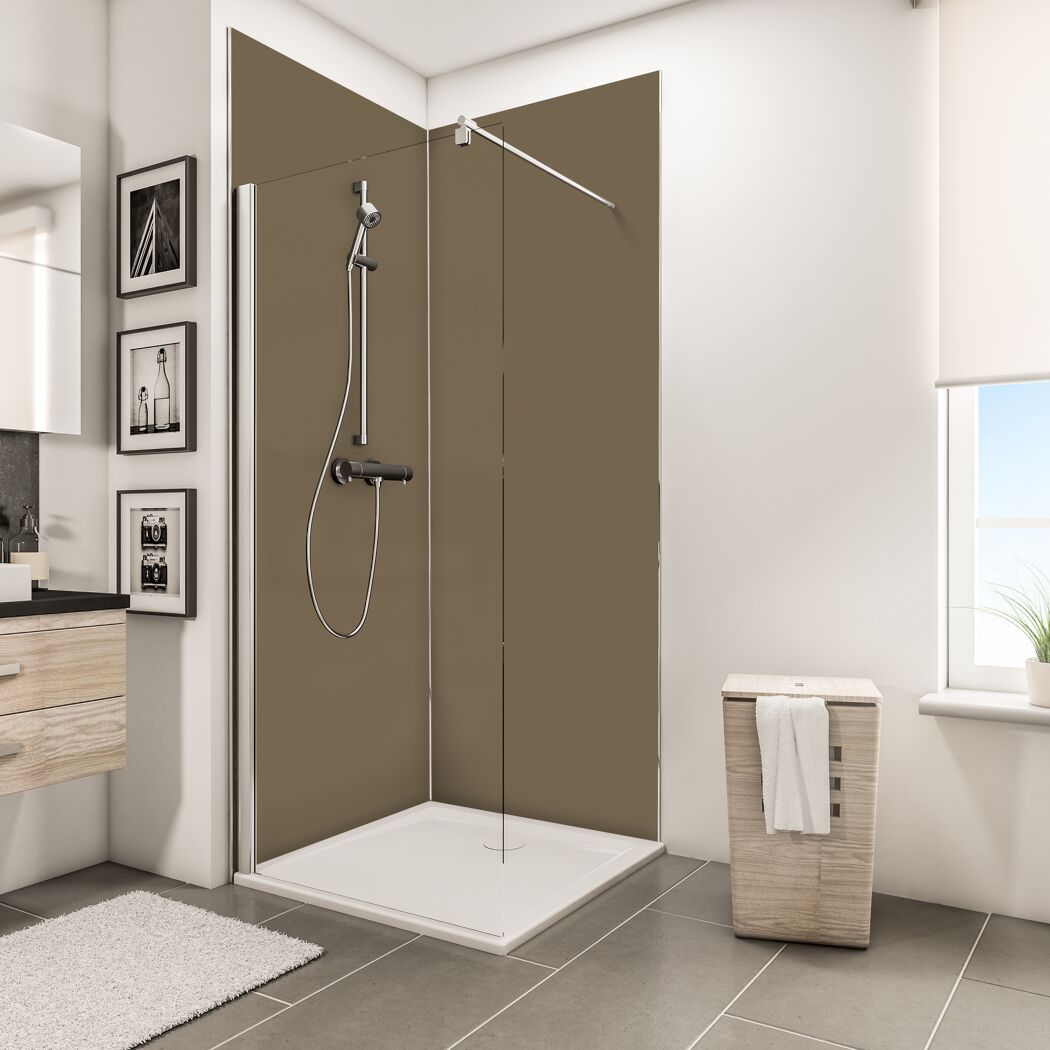 Duschrückwand-Set 'DecoDesign' taupe, 90 x 210 cm, 5-teilig