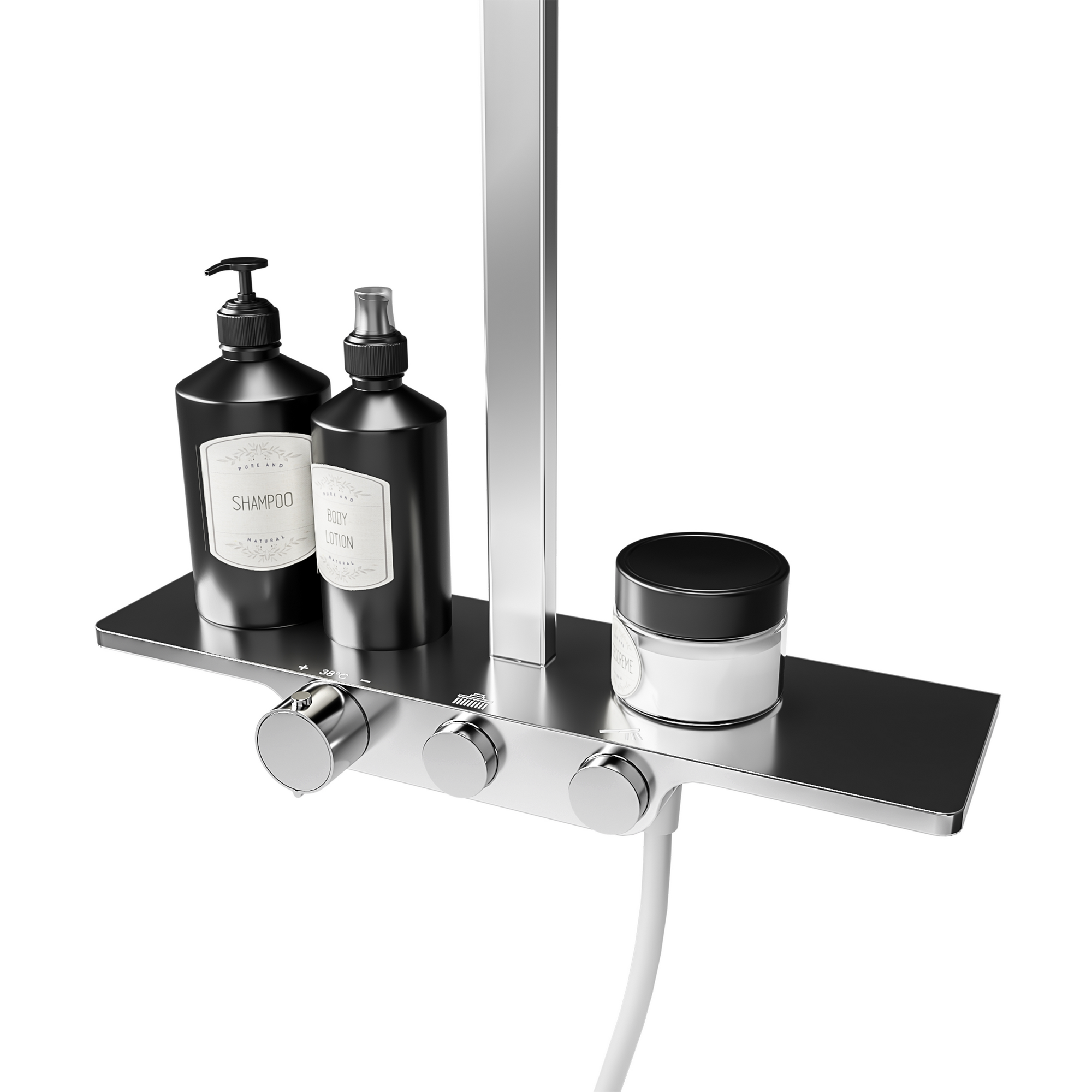 Duschsystem 'DuschMaster Rain II Square' mit Thermostat und Ablage, eckig, 102 cm + product picture