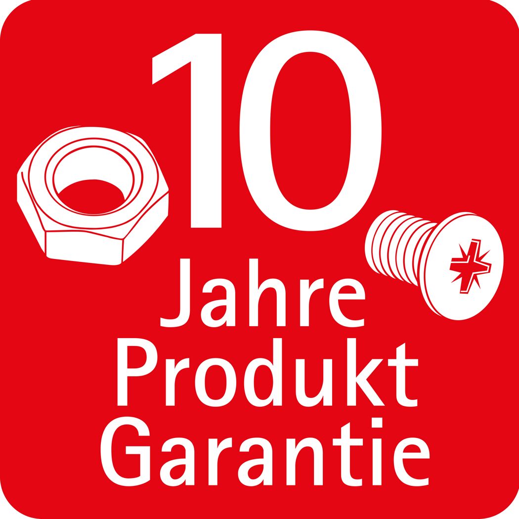 10 Jahre Produktgarantie