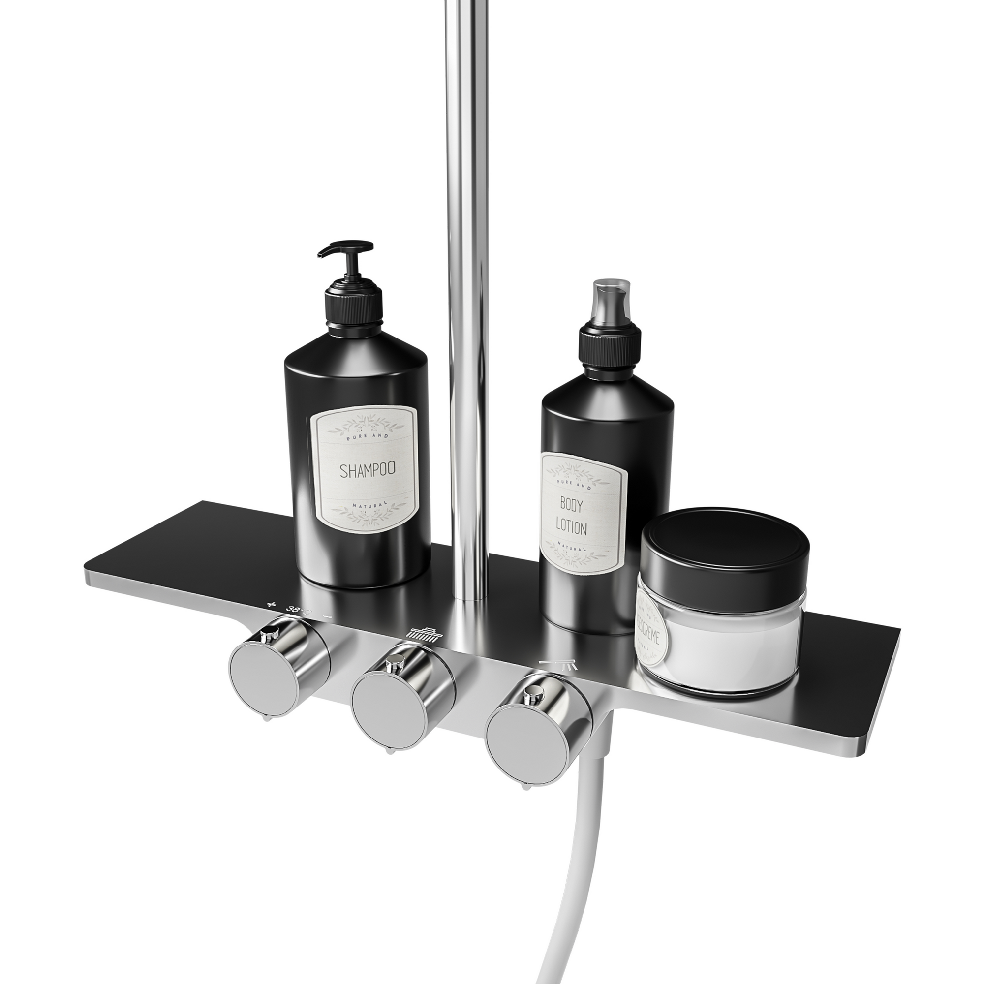 Duschsystem 'DuschMaster Rain III Modern' mit Thermostat und Ablage, rund, 111 cm + product picture