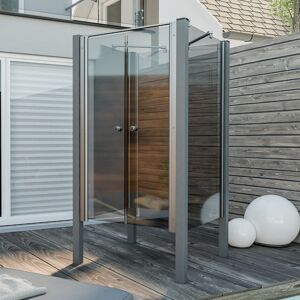 Pendeltür für Gartendusche 'Exo' grau getöntes Glas, aluminiumfarben, 100 x 160 cm