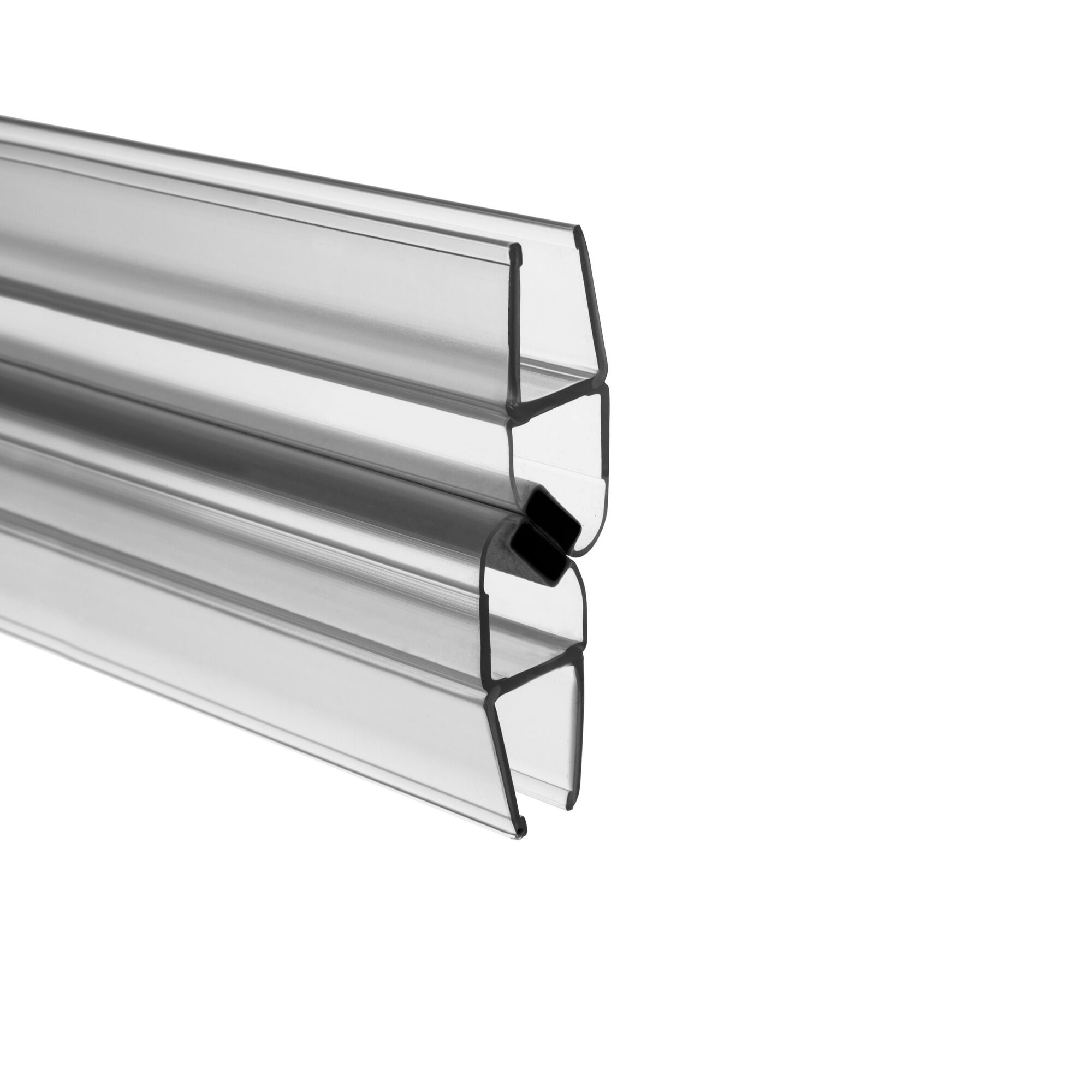 Magnetleiste für Duschtüren aus transparentem Kunststoff.