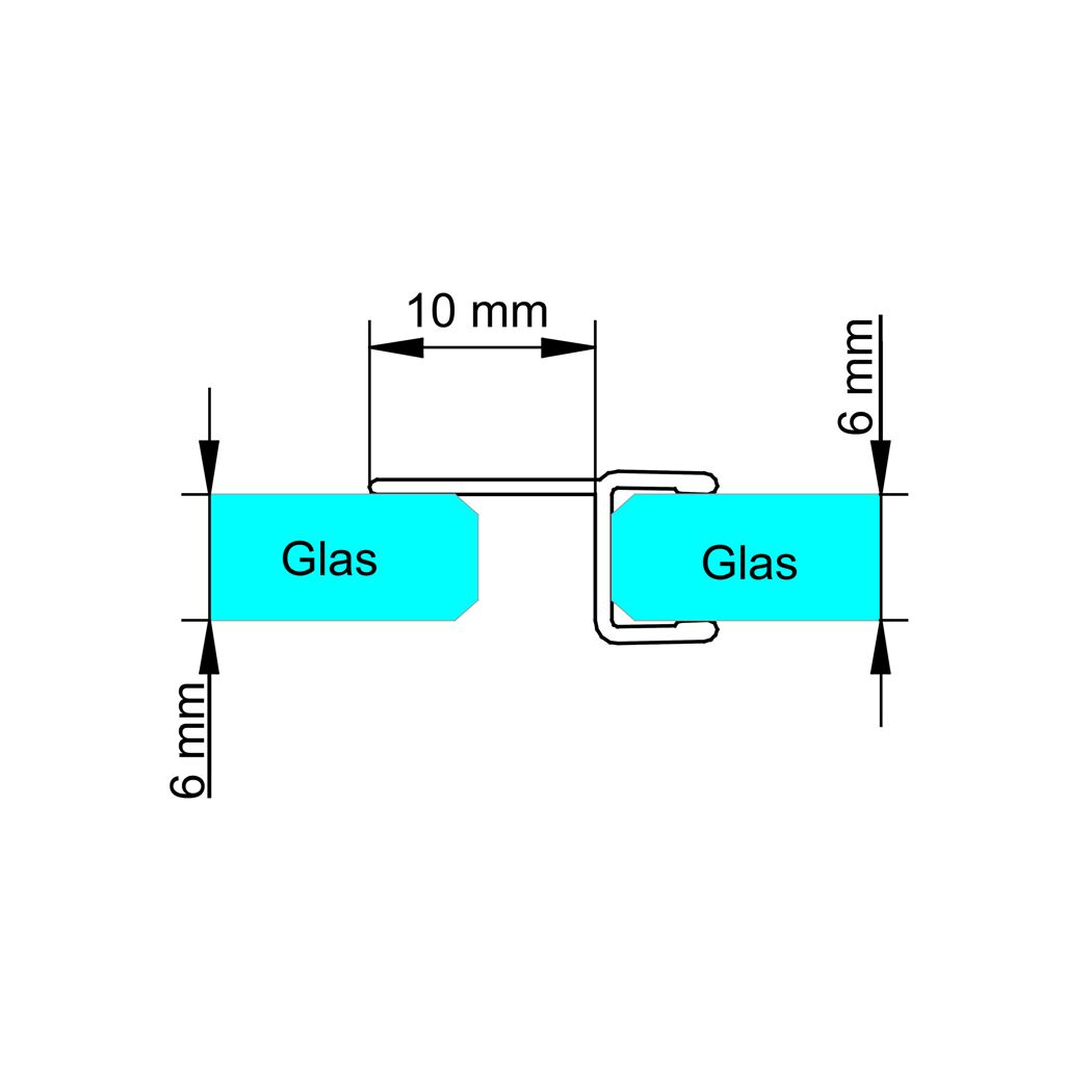 Dichtung für zwei Glasplatten mit 10 mm Abstand