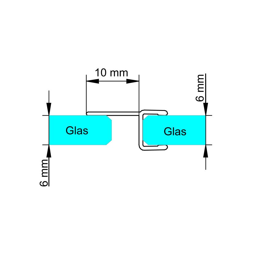 Dichtung für zwei Glasplatten mit 10 mm Abstand