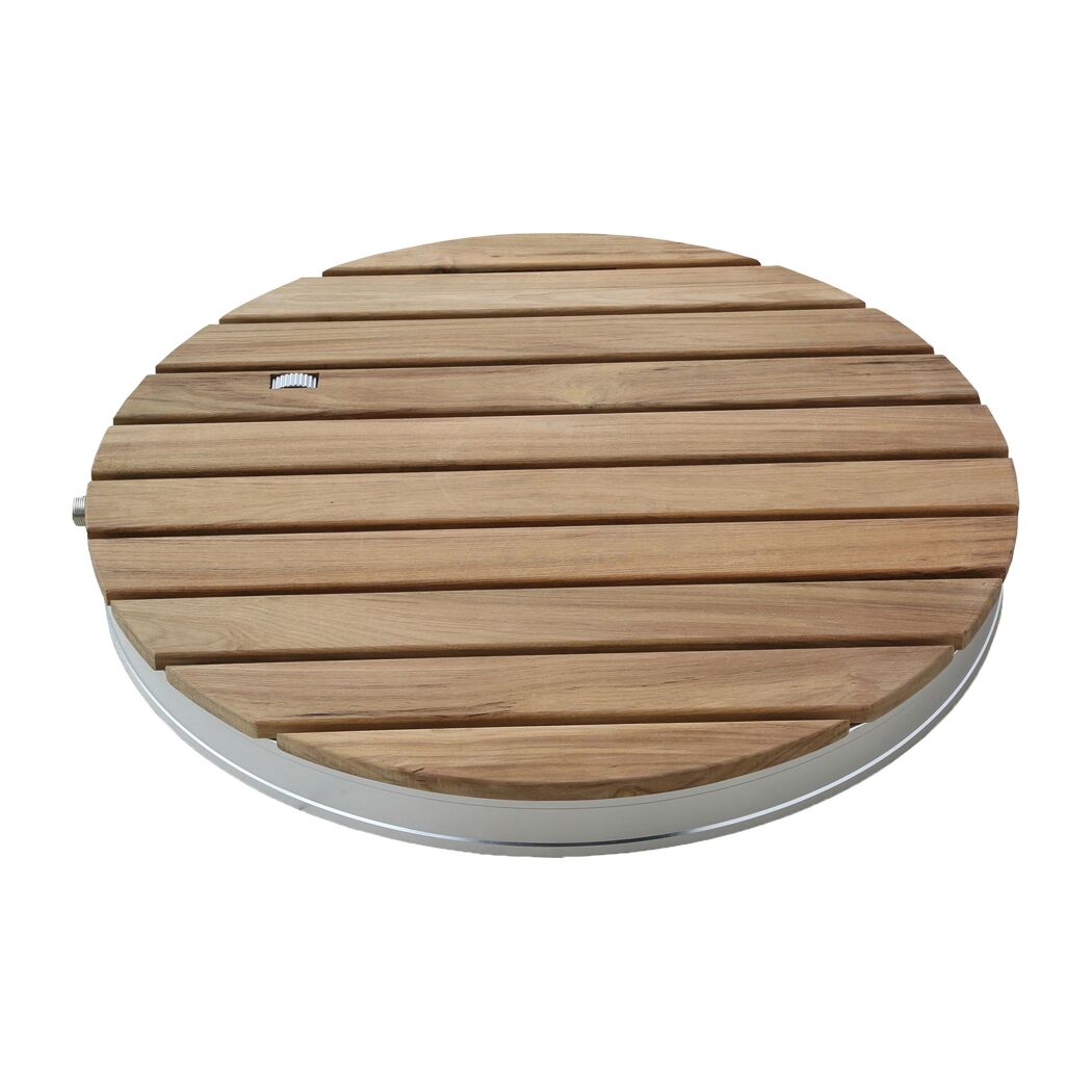 Runde Bodendusche aus Teakholz