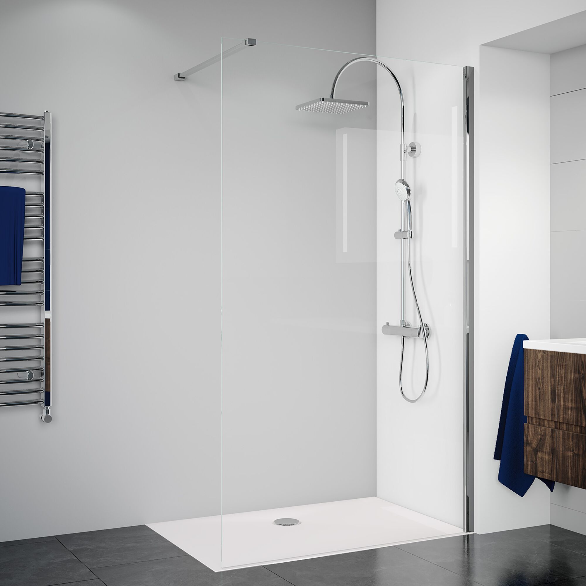 Duschkabine mit Regendusche und Handbrause