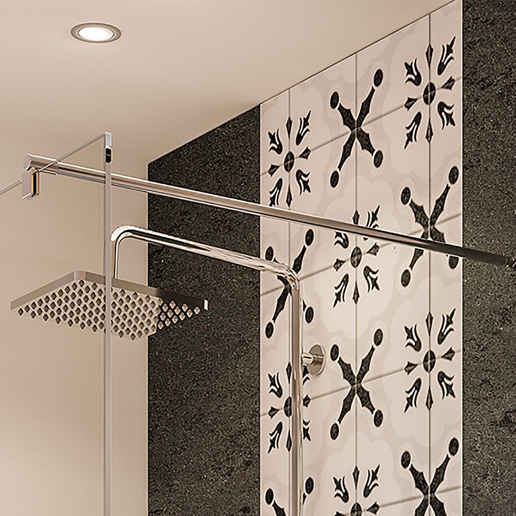 Walk-In Duschwand 'Beta' teilgerahmt, Klarglas chromefarben 120 x 190 cm