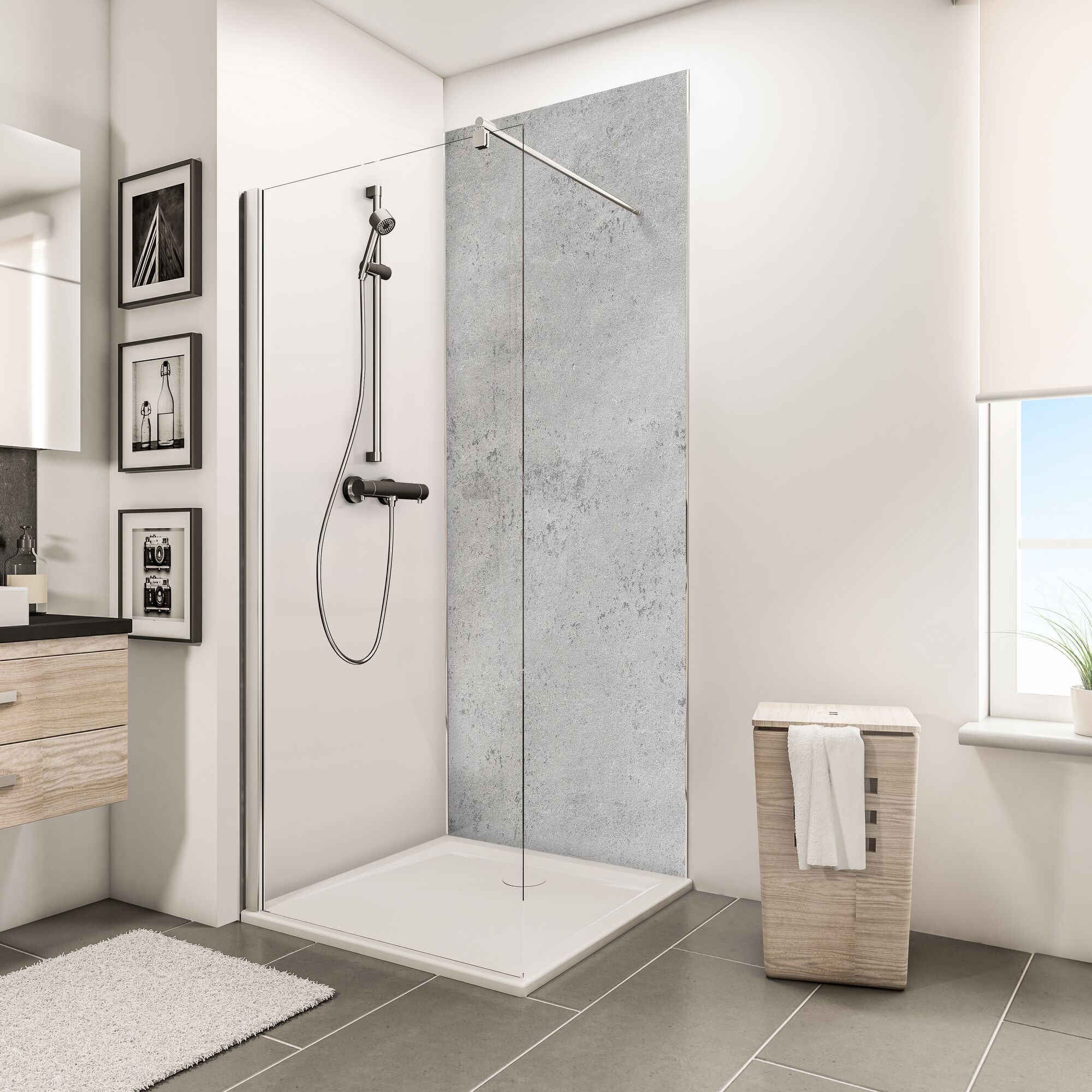 Duschkabine mit Betonoptik