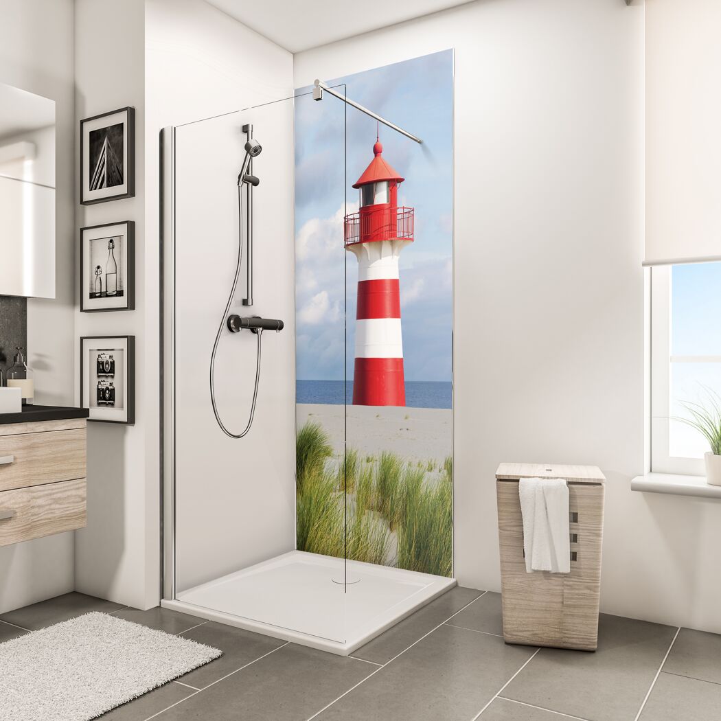 Duschrückwand 'DecoDesign' Leuchtturm 210 x 90 cm