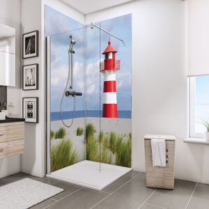 Duschrückwand 'DecoDesign' Leuchtturm 210 x 90 x 90 cm, über Eck