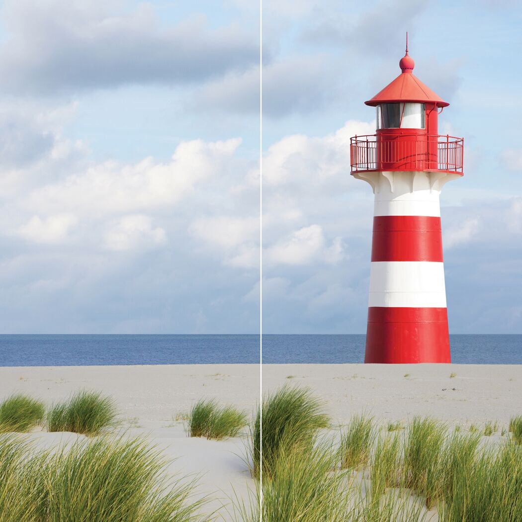 Duschrückwand 'DecoDesign' Leuchtturm 210 x 90 x 90 cm, über Eck