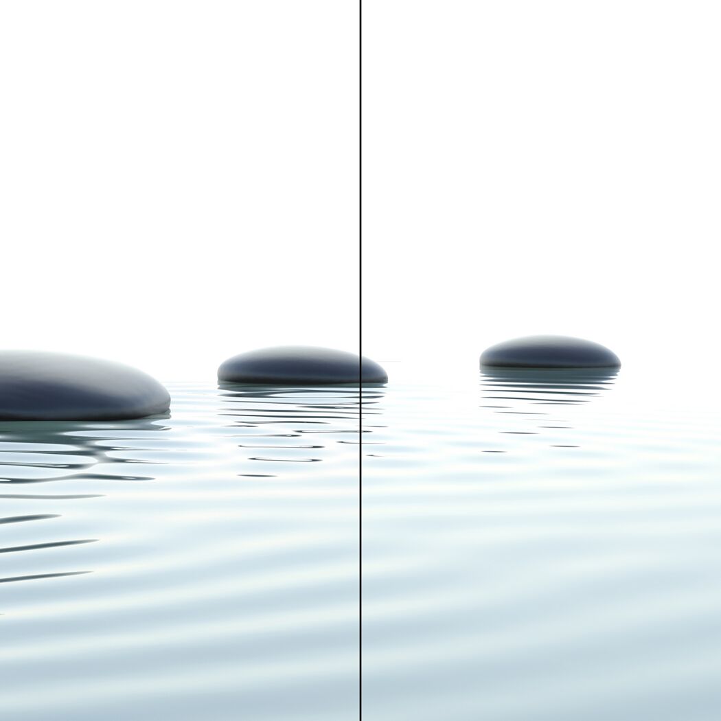 Duschrückwand 'DecoDesign' Zen-Steine Wasser 210 x 90 x 90 cm, über Eck