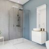 Moderne Duschkabine mit Betonwand