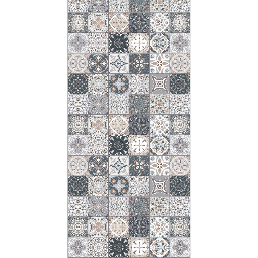 Duschrückwand mit Fliesenmuster in Grau und Beige