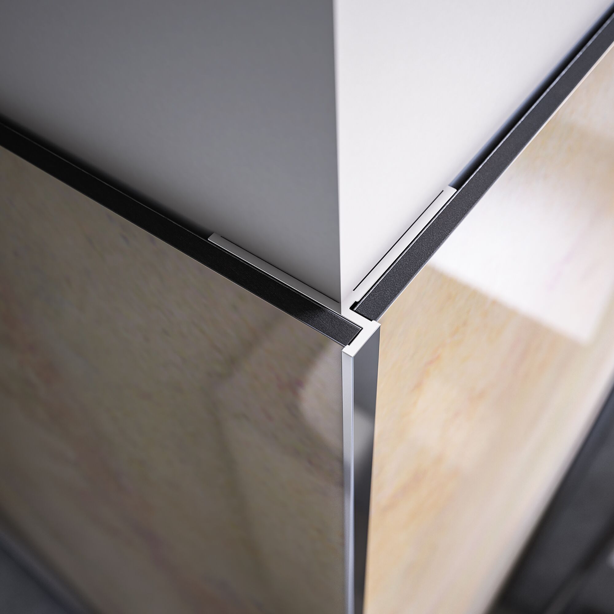 Eckprofil Silber matt an einer Wand