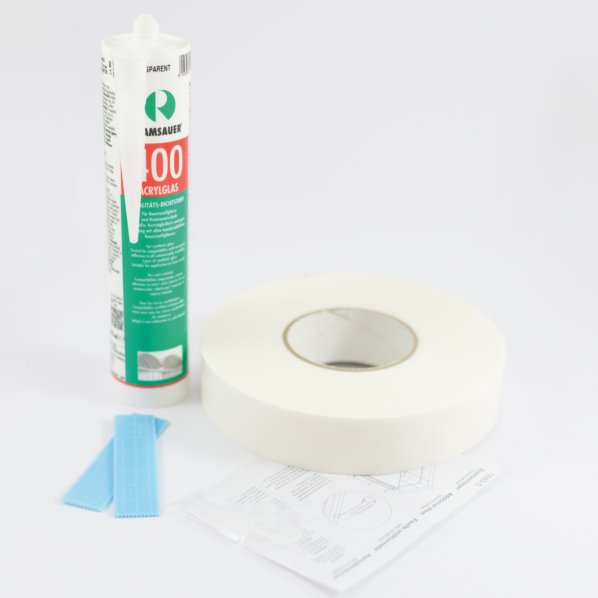 Installations-Klebe-Set für Rückwandplatten transparent