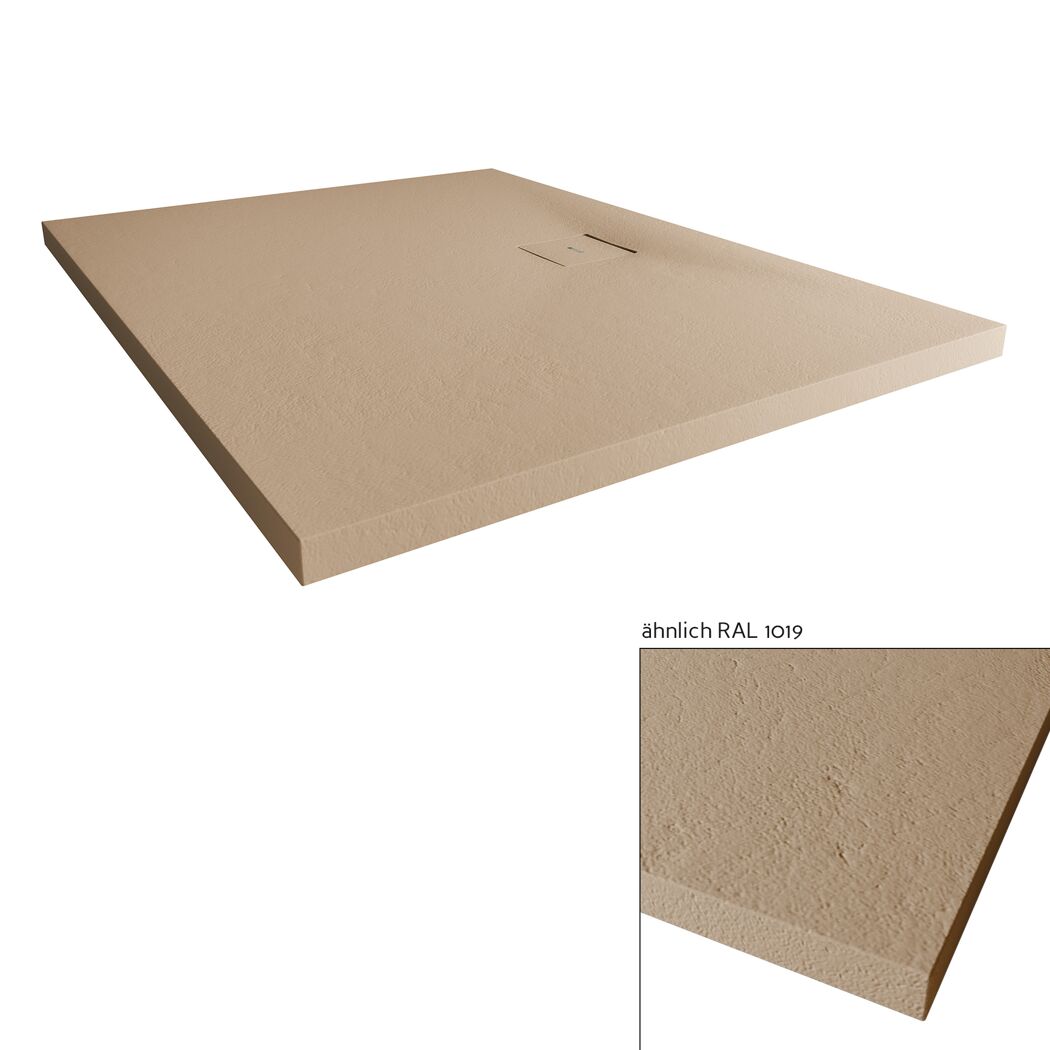 Beige Mineralgusswanne in Nahaufnahme