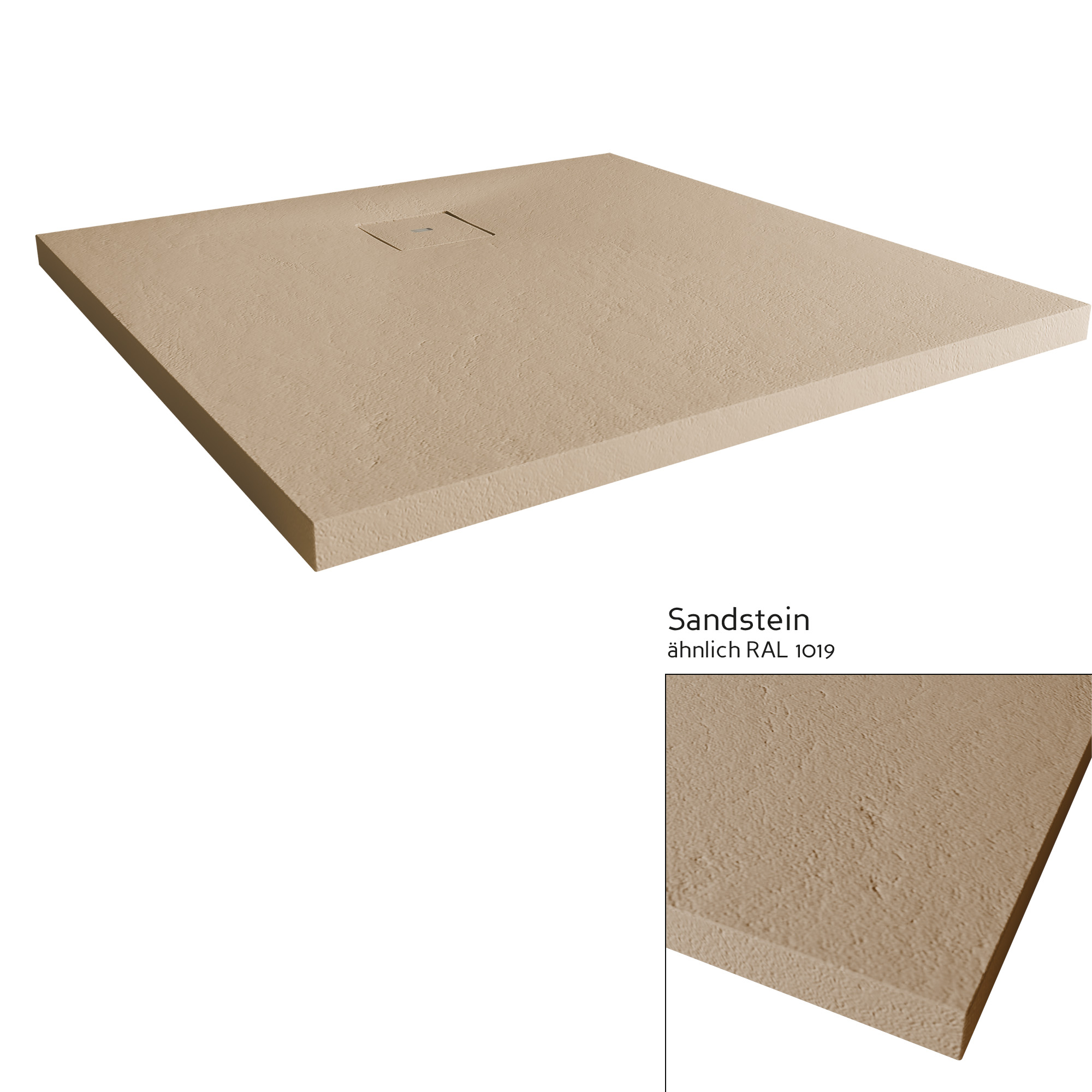 Duschwanne 'Modern Line Steinoptik' Mineralguss sandstein 120 x 120 x 4 cm + product picture