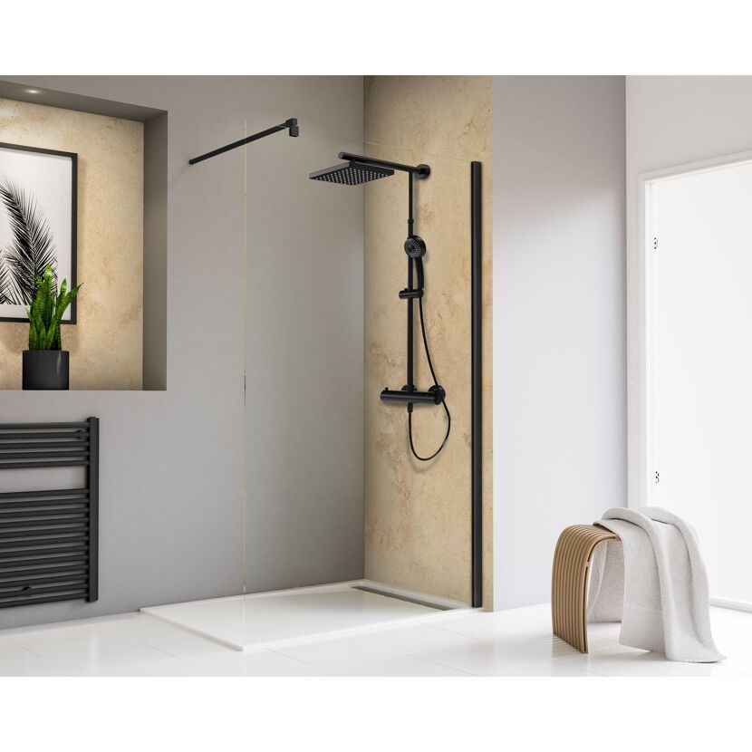 Walk-In-Duschwand 'Toura' schwarz 80 x 200 cm