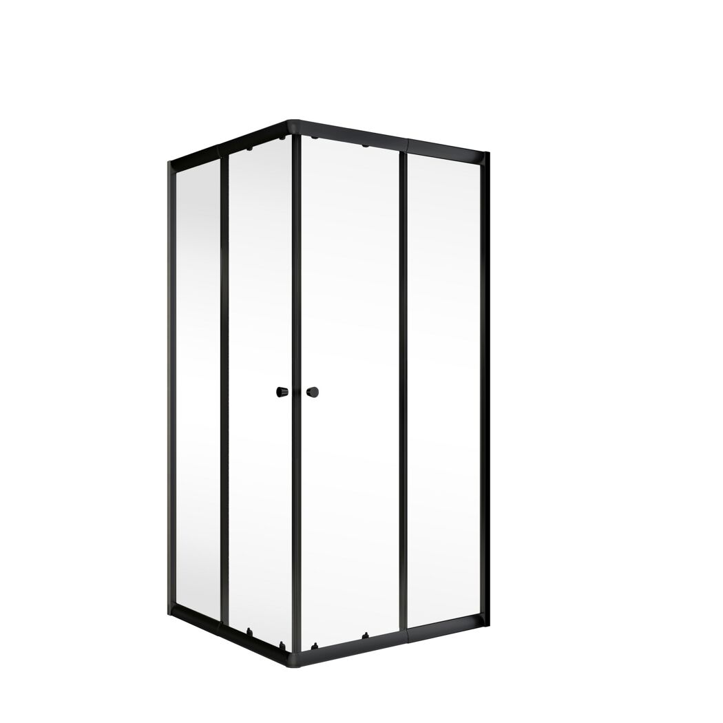 Eckdusche mit schwarzen Rahmen