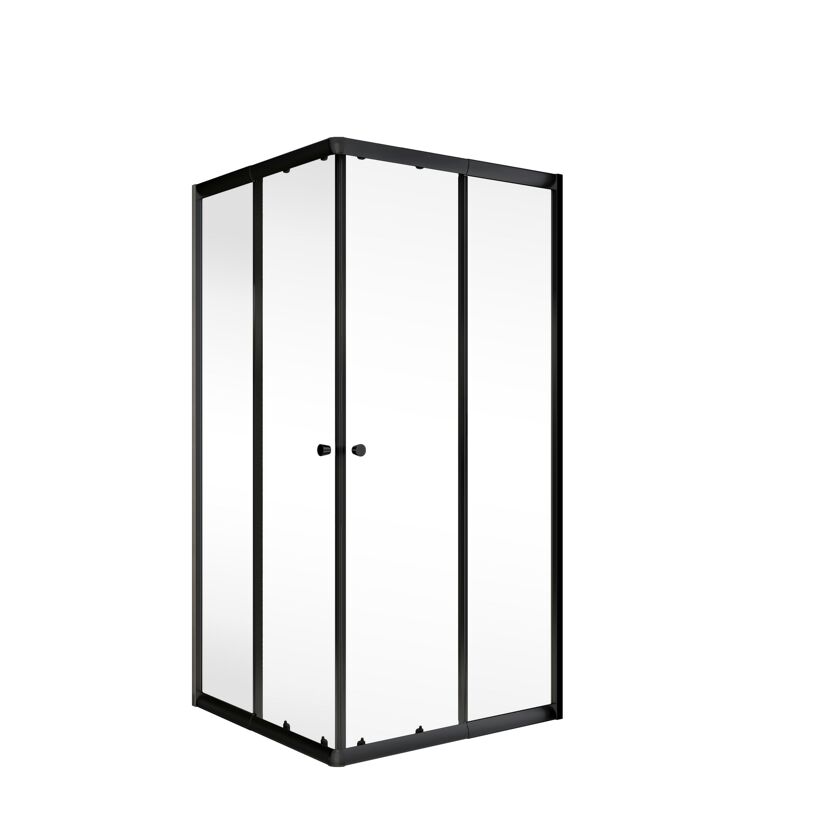 Eckdusche mit schwarzen Rahmen