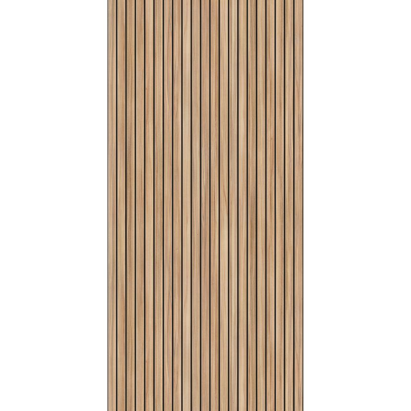 Vertikale, hellbraune Holzlatten mit dünnen, schwarzen Fugen
