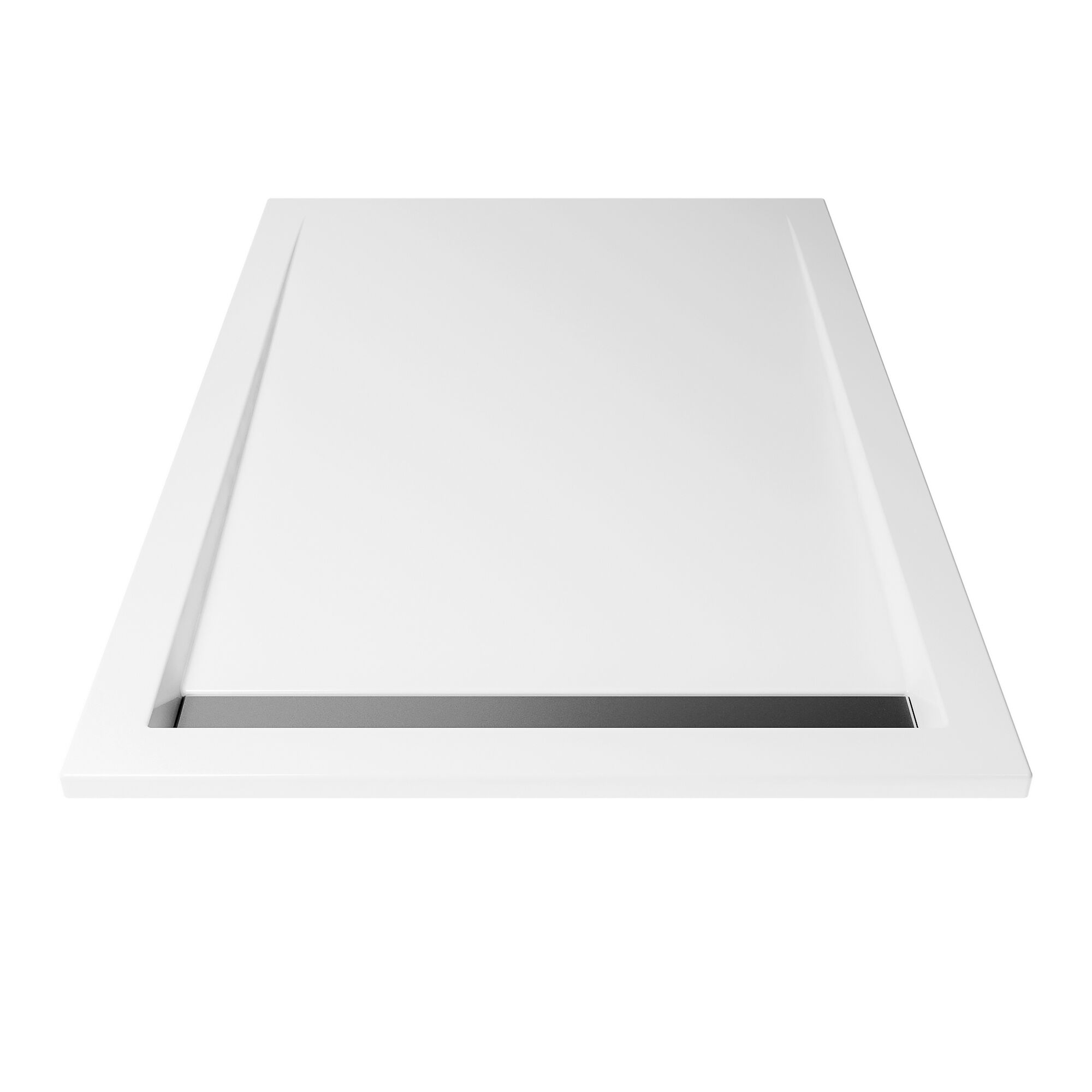 Weiße Duschwanne mit Ablaufrinne