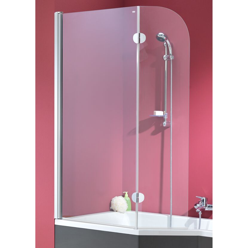 Badewanne mit zweiteiligem Duschaufsatz aus Glas