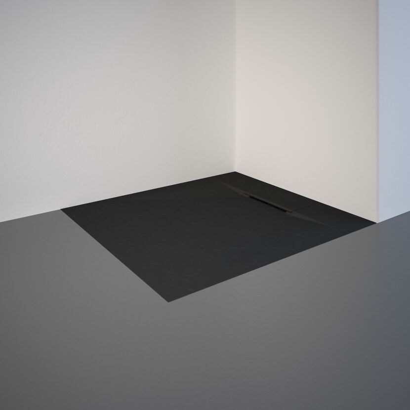 Duschwanne mit Ablaufrinne in der Ecke