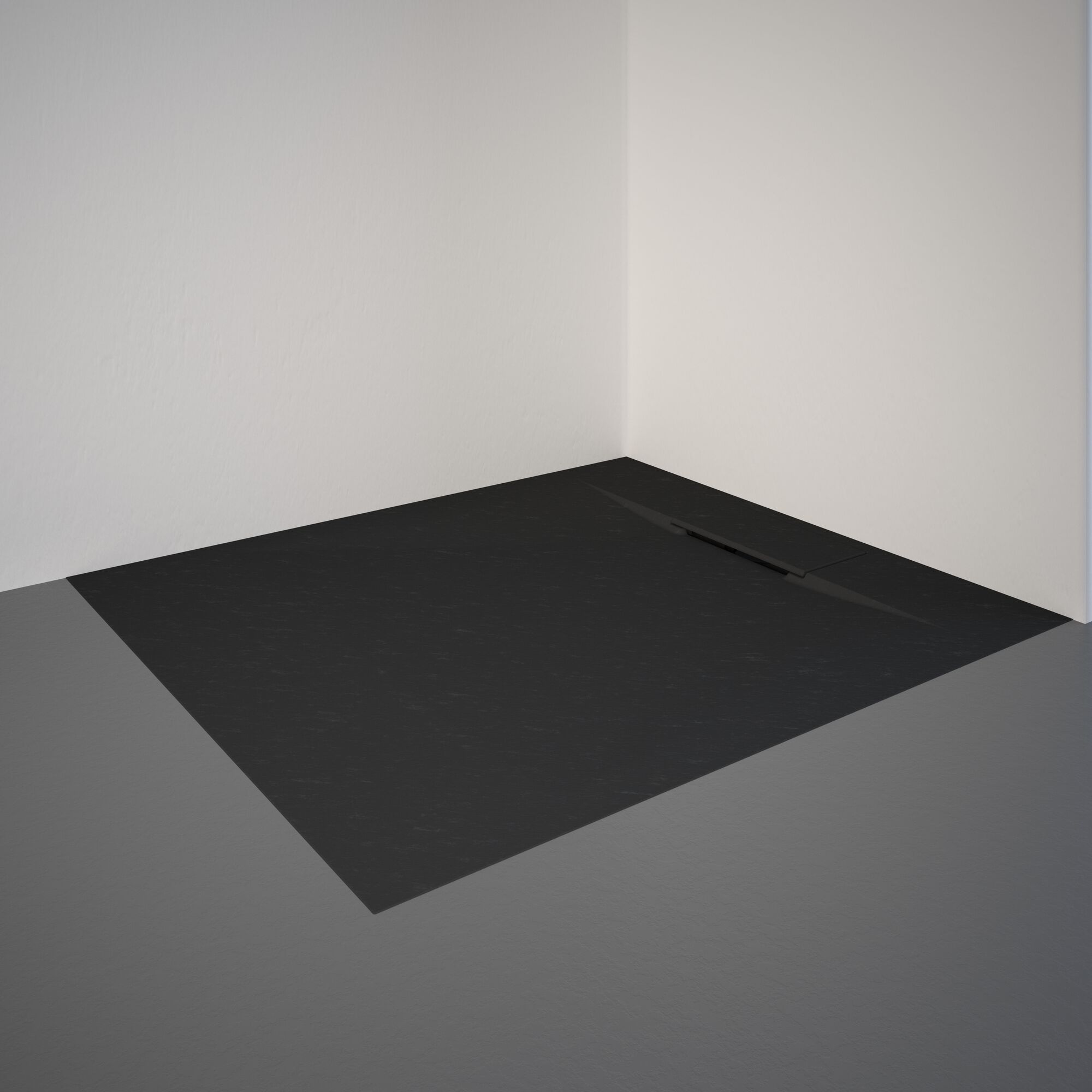 Duschwanne mit Ablaufrinne in der Ecke