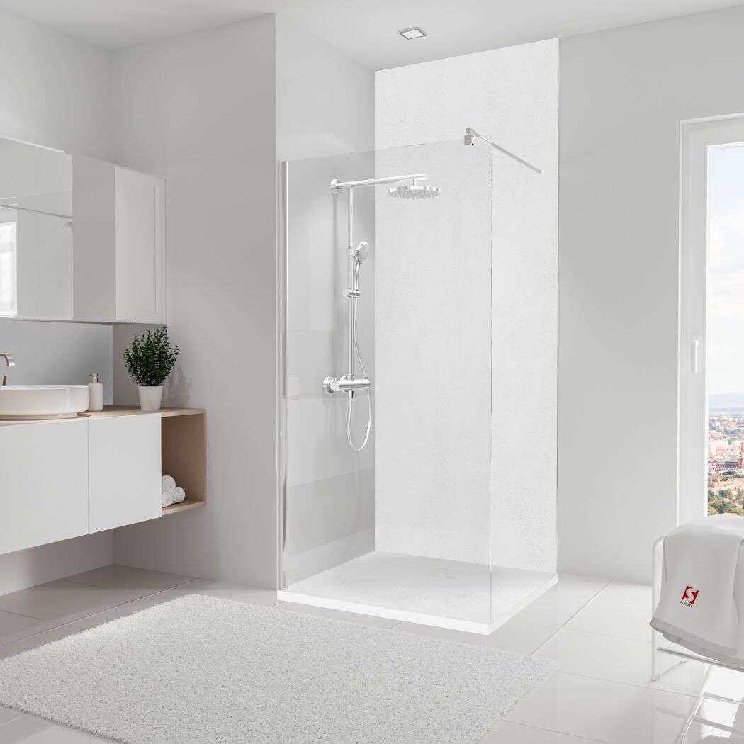 Duschrückwand 'DecoDesign' Dekor Putzoptik-Weiß 100 x 255 cm