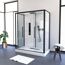 Moderne Duschkabine mit schwarzem Rahmen und Regendusche