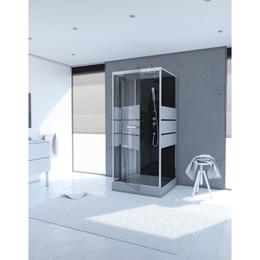 Komplettdusche 'Study' mit Schwingtür silbern 90 x 90 x 225 cm