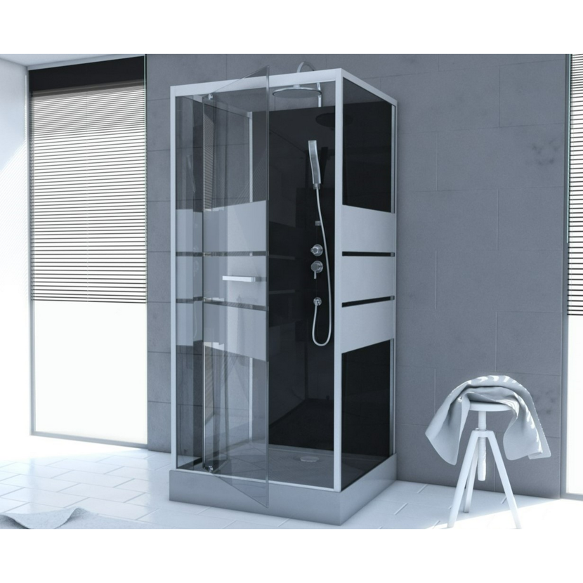 Komplettdusche 'Study' mit Schwingtür silbern 90 x 90 x 225 cm