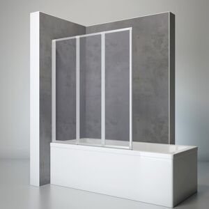 Badewannenfaltwand 3-teilig 'Komfort' Kunstglas, Alu-Natur 127 x 140 cm