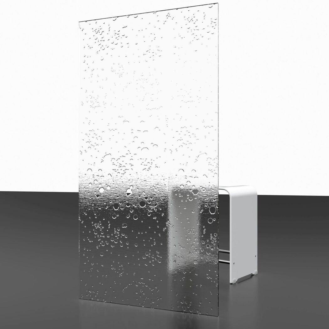 transparente Platte aus Strukturglas mit Blasen