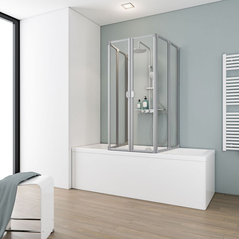 Badewanne mit Duschabtrennung