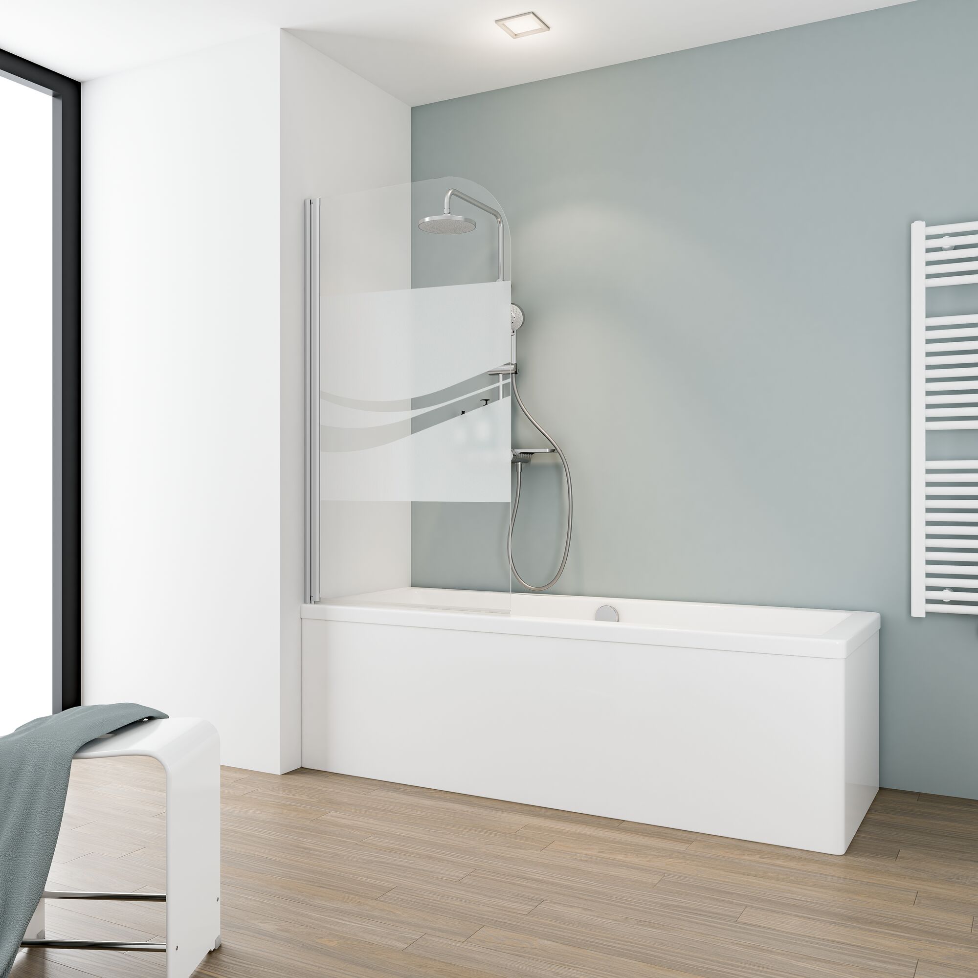 Badewanne mit Duschabtrennung