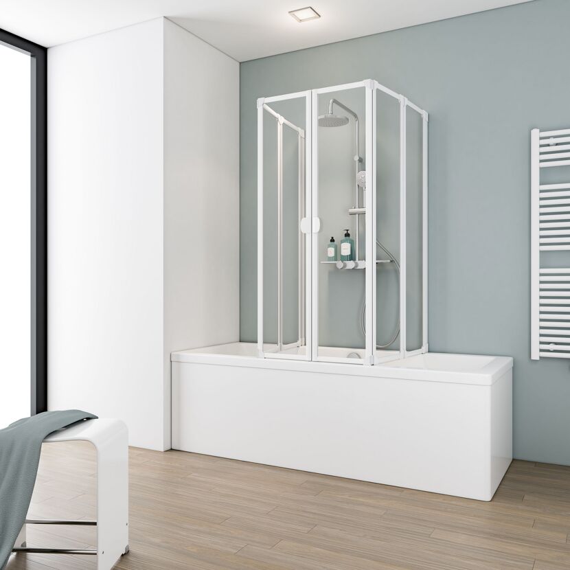 Badewanne mit Duschabtrennung