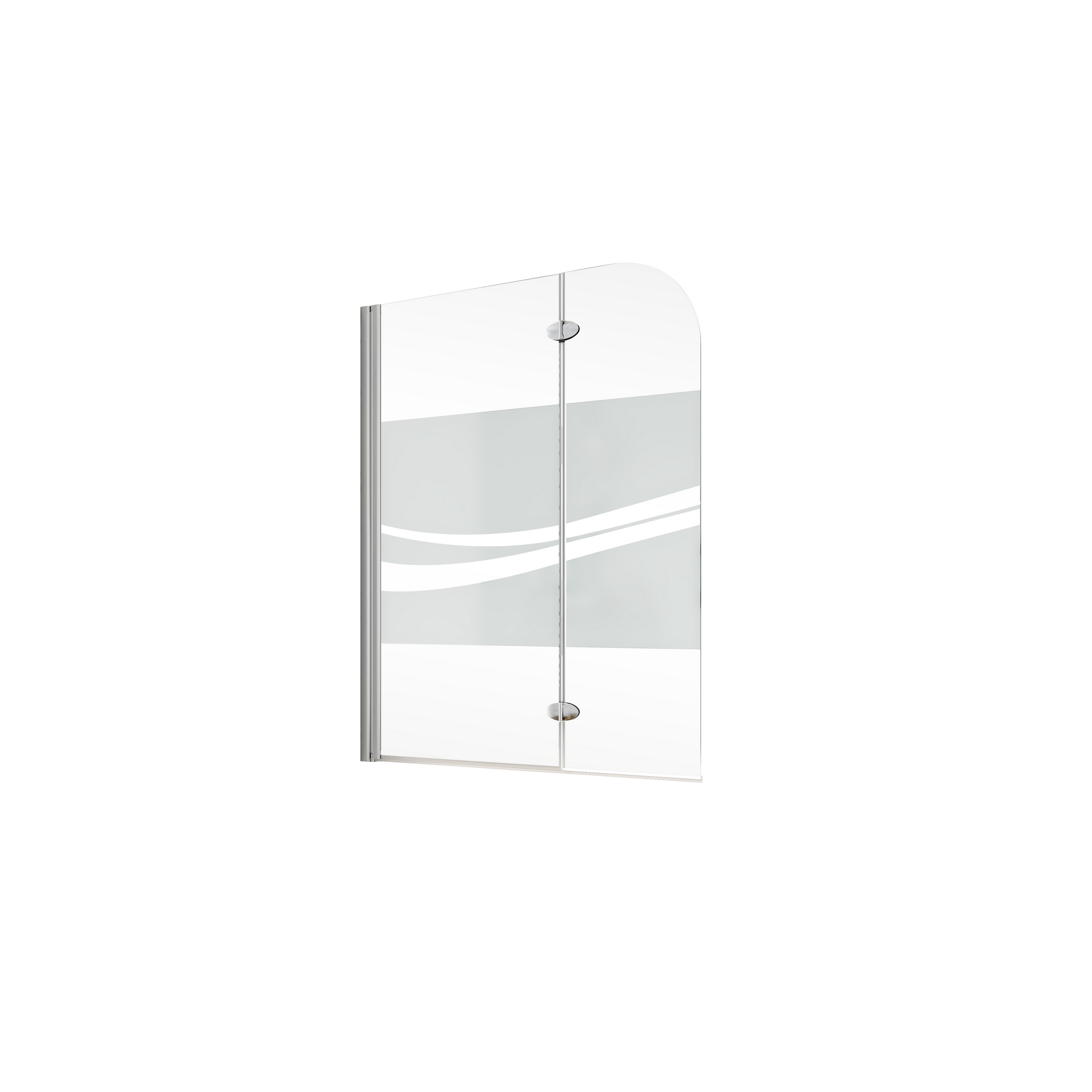 Badewannenfaltwand 2-teilig 'Komfort' Echtglas Dekor Liane, Chromoptik  114 x 140 cm + product picture