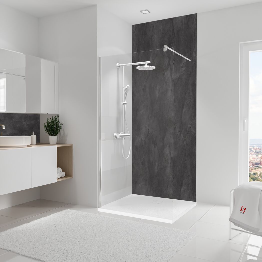Duschrückwand 'DecoDesign' Dekor Stein Schiefer 100 x 255 cm