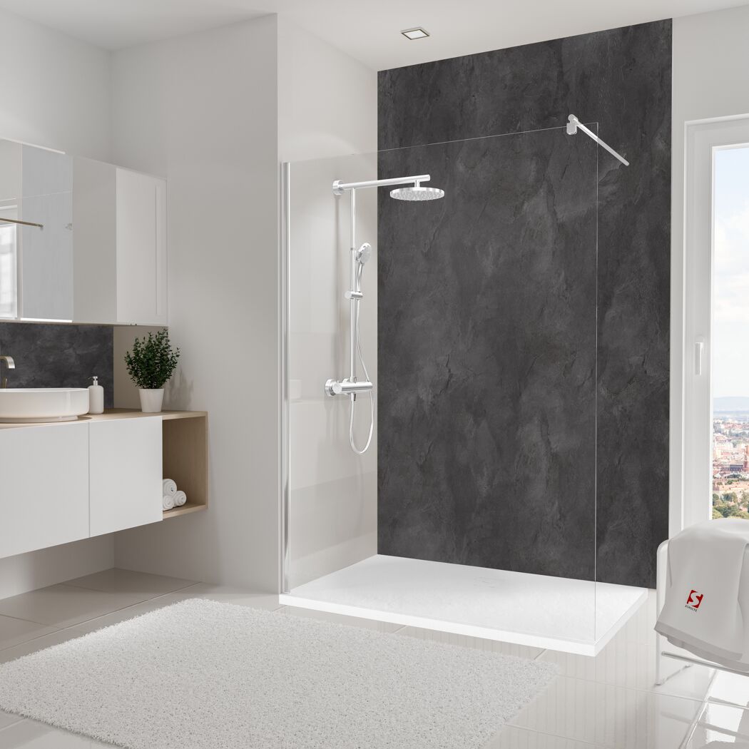 Duschrückwand 'DecoDesign' Dekor Stein Schiefer 150 x 255 cm
