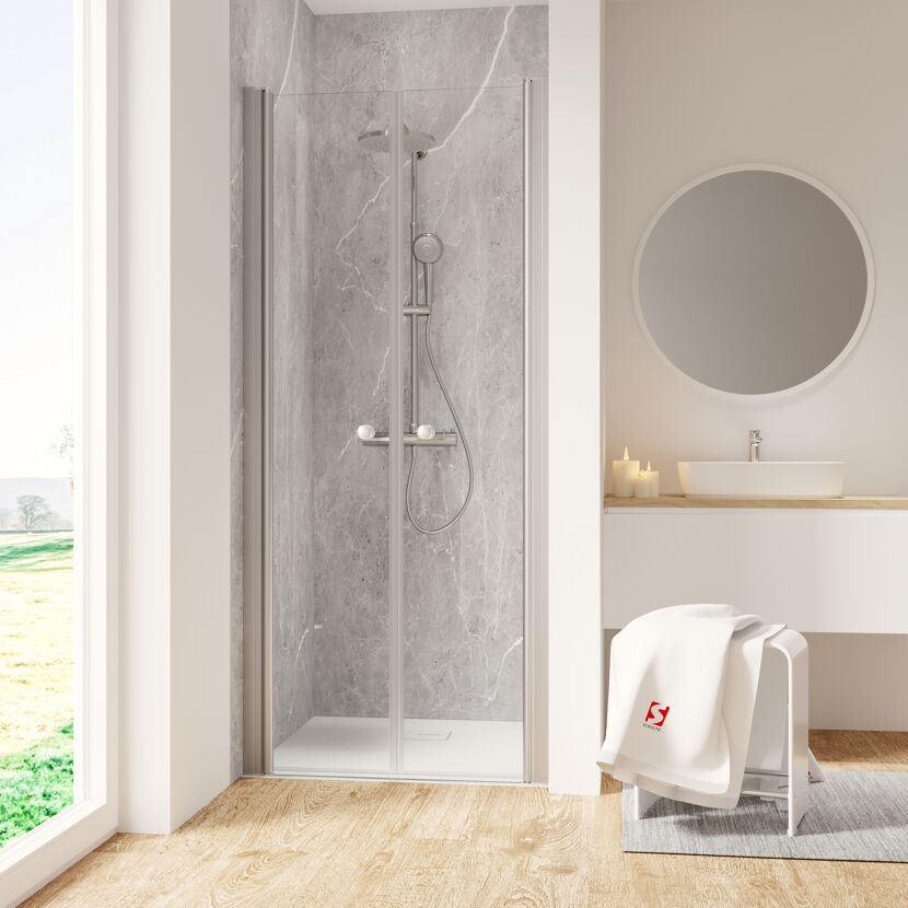 Duschkabine mit Regendusche und Handbrause