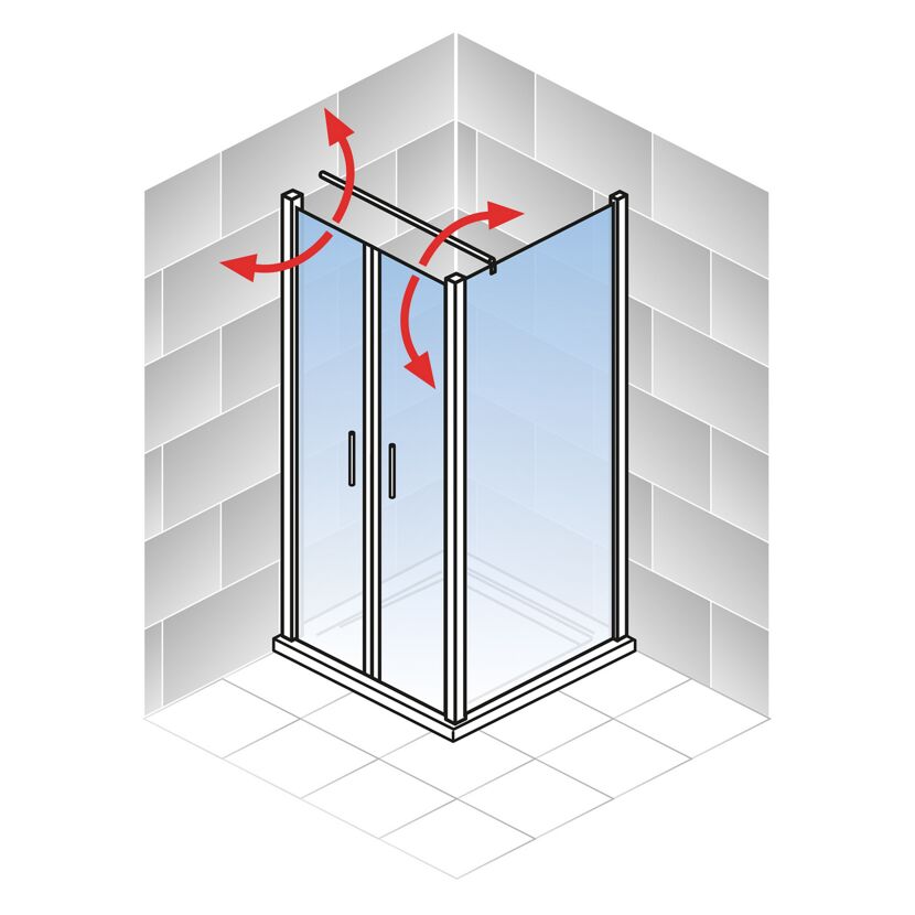 Pendeltür mit Seitenwand 'Garant 2.0' Chromoptik für Duschwanneneinbaumaß 780 - 800 / 775 - 800 mm