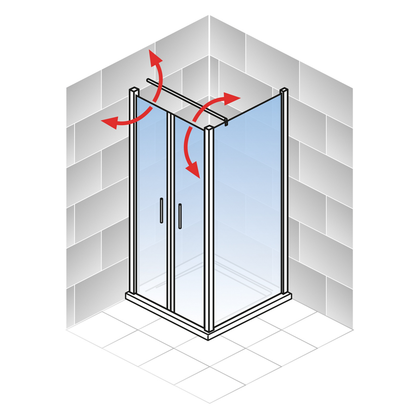 Pendeltür mit Seitenwand 'Garant 2.0' Chromoptik für Duschwanneneinbaumaß 780 - 800 / 775 - 800 mm