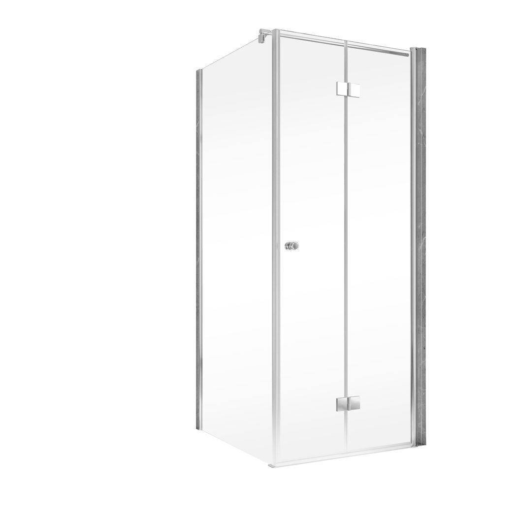 Drehfalttür mit Seitenwand 'Garant 2.0' Anschlag rechts Chromoptik für Duschwanneneinbaumaß 875 - 900 / 880 - 900 mm