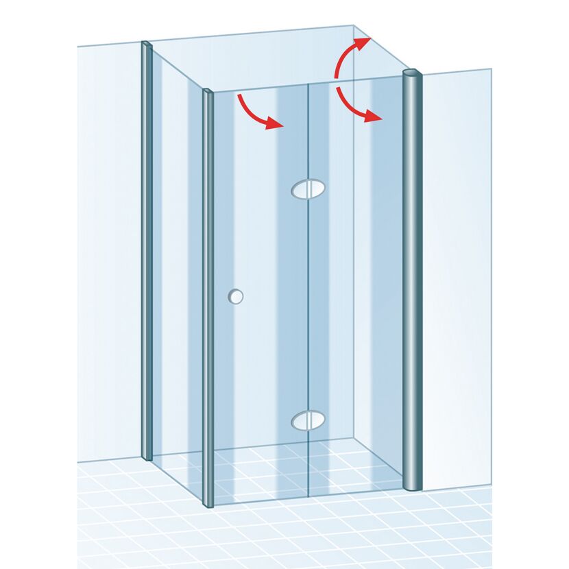 Drehfalttür mit Seitenwand 'Garant 2.0' Anschlag rechts Chromoptik für Duschwanneneinbaumaß 875 - 900 / 880 - 900 mm
